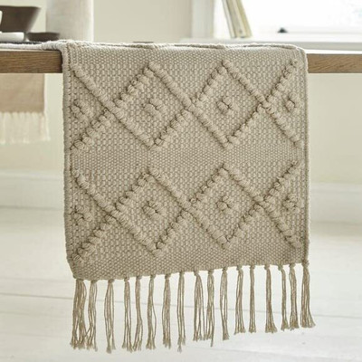 Bloomtex Beige 137 cm Reversible Table Runner(Cotton)