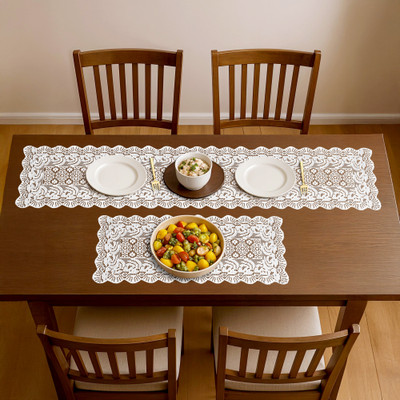 KUBER INDUSTRIES White 180 cm Table Runner(Cotton)