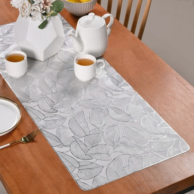 Dakshya Industries Silver 91 cm Table Runner(Vinyl, PVC)