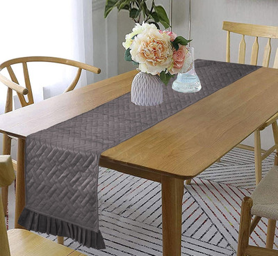 RRC Grey 183 cm Reversible Table Runner(Velvet)