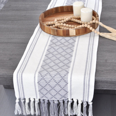 Bloomtex Grey 137 cm Reversible Table Runner(Cotton)