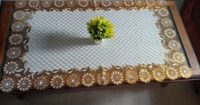 EMPORIUM WORLD Beige, Gold 60 cm Table Runner(Vinyl)