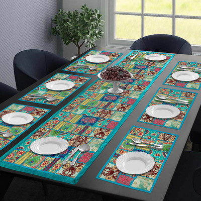 Handicraft Bazarr Light Green 152 cm Table Runner(Cotton)