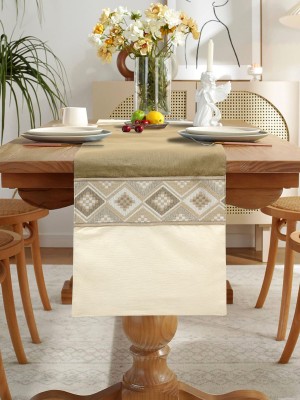 Dekor World Beige 240 cm Table Runner(Cotton)