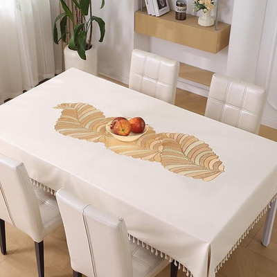 CASA FURNISHING Gold 90 cm Reversible Table Runner(PVC)