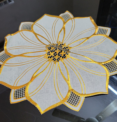 EMPORIUM WORLD Round Pack of 6 Table Placemat(Gold, Lace)