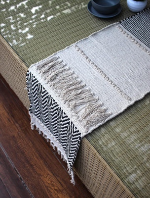 Bloomtex Black 182 cm Reversible Table Runner(Cotton)