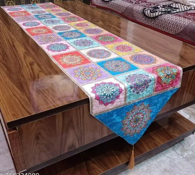 ZUKIODECOR Multicolor 183 cm Table Runner(Velvet)
