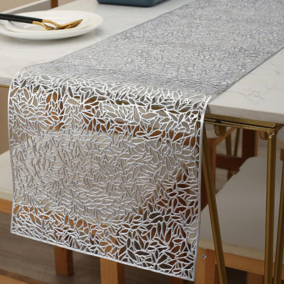 Dakshya Industries Silver 150 cm Table Runner(PVC)