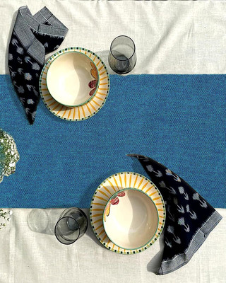The Home Talk Blue 72 cm Reversible Table Runner(Polyester)