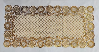 SHRI MAHAVIR IMPEX Gold 84 cm Table Runner(PVC)