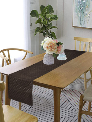 RUSTIC LINEN Brown 183 cm Reversible Table Runner(Velvet)