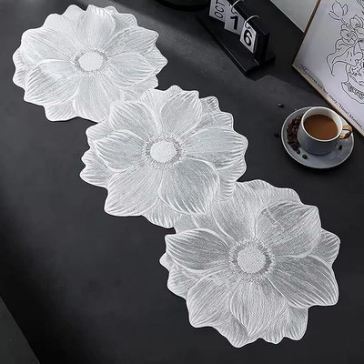 CASA FURNISHING Silver, Gold 90 cm Reversible Table Runner(PVC)