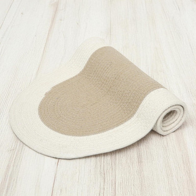 SIYA TEXTILES Beige, White 91 cm Table Runner(Cotton)