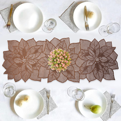 KUBER INDUSTRIES Brown 92 cm Table Runner(PVC)
