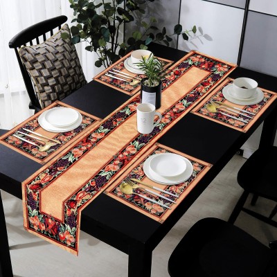 PRAKARTIK Beige, Green 180 cm Table Runner(Cotton)