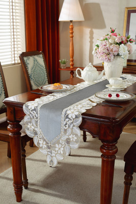 TANLOOMS Grey 177.8 cm Table Runner(Velvet)