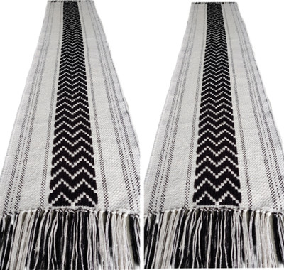 North Field Black, White 137 cm Reversible Table Runner(Cotton)