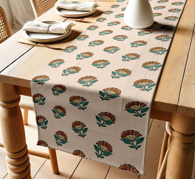 Vargottam Beige 152 cm Table Runner(Cotton)