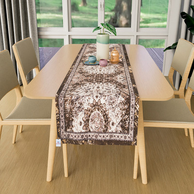Heart Home Brown 183 cm Reversible Table Runner(Velvet)