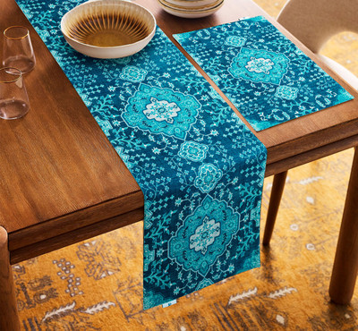PLIVANA Light Blue 182.8 cm Table Runner(Polyester)