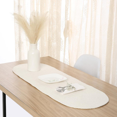 SIYA TEXTILES White 91 cm Table Runner(Cotton)