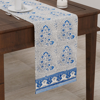 Blocks Of India Blue 182 cm Table Runner(Canvas)