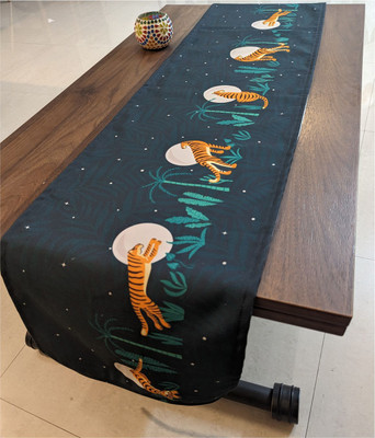 Indisca Designs Green 145 cm Table Runner(Canvas)