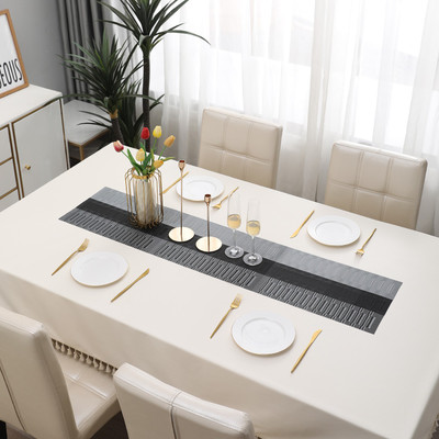 HOKiPO Grey 135 cm Reversible Table Runner(PVC)