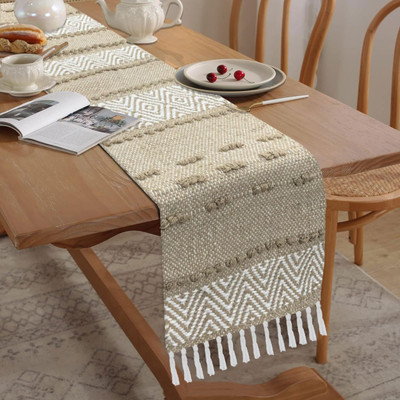 F i Brown 33 cm Reversible Table Runner(Cotton)