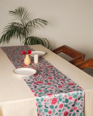 ABOLEE HOMES Pink, Green 150 cm Table Runner(Polyester)