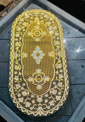 SHRI MAHAVIR IMPEX Gold 40 cm Table Runner(Vinyl)