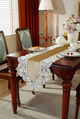 TANLOOMS Gold 177.8 cm Table Runner(Velvet)