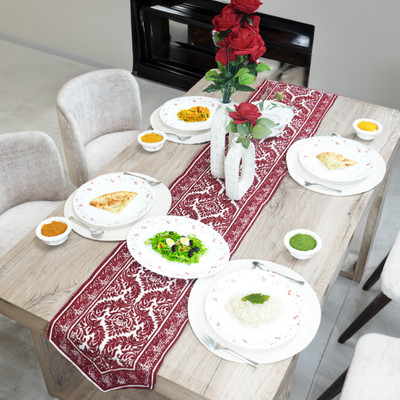 Furnishing Hut Maroon 180 cm Table Runner(Cotton)