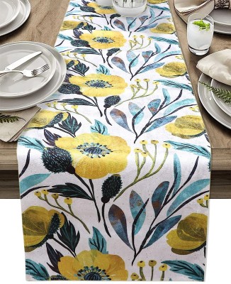 The Home Talk Green 72 cm Reversible Table Runner(Cotton)