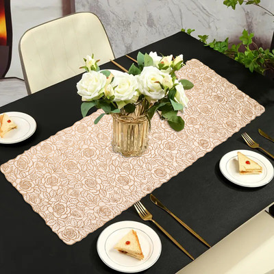 Dakshya Industries Gold 92 cm Table Runner(PVC)