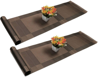 Sugalsu Brown 180 cm Reversible Table Runner(PVC)