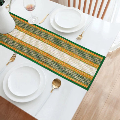 HOKiPO Green 135 cm Reversible Table Runner(River Grass)