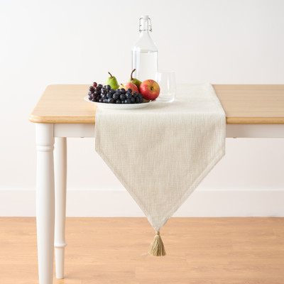 KITESCREATIONS Beige 140 cm Reversible Table Runner(Cotton)
