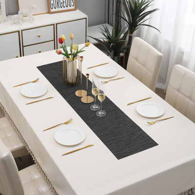 HOKiPO Black 135 cm Reversible Table Runner(PVC)
