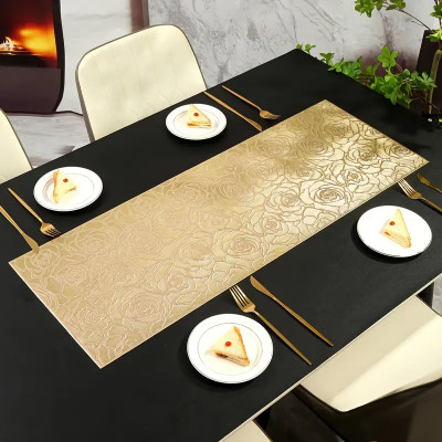 Dakshya Industries Gold 92 cm Table Runner(PVC)