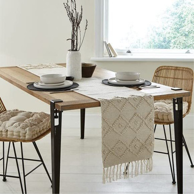 ALSTONIA Grey 180 cm Table Runner(Cotton)