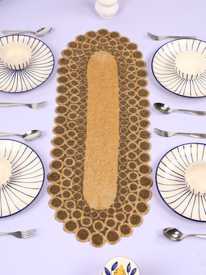Aaditya Exports Gold 91.44 cm Table Runner(Polyester)