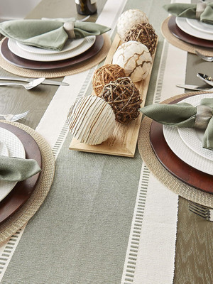 Bloomtex Light Green 182 cm Reversible Table Runner(Cotton)