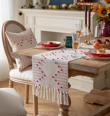 SLAZIE Red 183 cm Reversible Table Runner(Cotton)