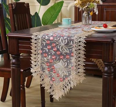 DECOLOGY Gold, Pink 177 cm Table Runner(Polyester)
