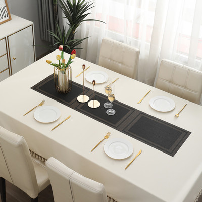 HOKiPO Black 135 cm Reversible Table Runner(PVC)