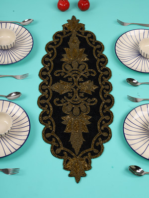 Aaditya Exports Black 91.44 cm Table Runner(Polyester)