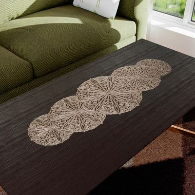 KUBER INDUSTRIES Gold 93 cm Table Runner(PVC)