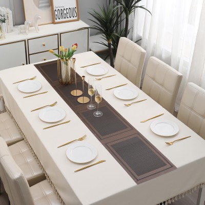 HOKiPO Brown 180 cm Reversible Table Runner(PVC)